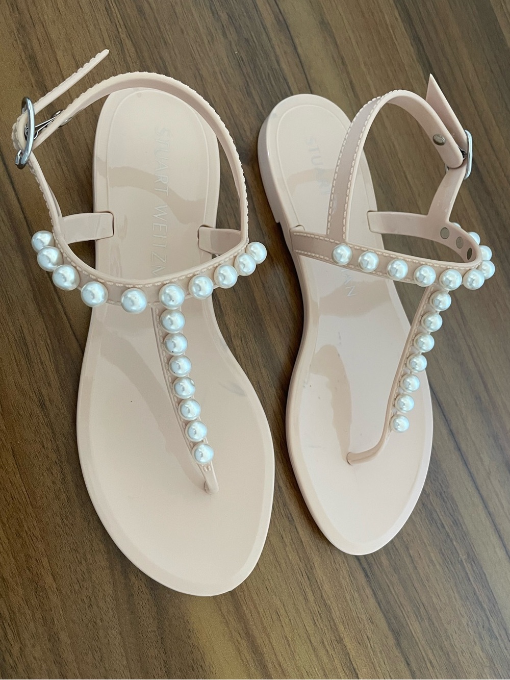 STUART WEITZMAN Goldie Pearl Jelly Sandals Size 7 Nude Blush - Picture 7 of 15